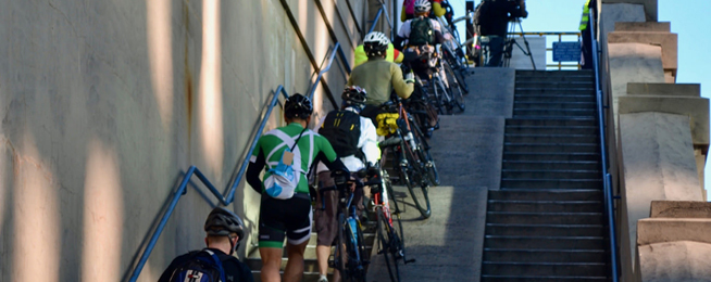 Sydney Harbour Bridge steps and bikes