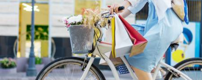 shopping on bicycle